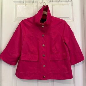 Anne Klein  SZ Small Tropical Pink 1/4 Sleeve Crop Light Weight Jacket Chic
